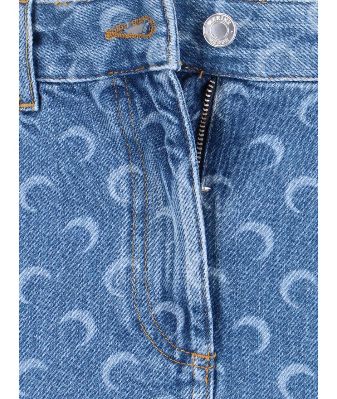 MARINE SERRE Синяя хлопковая юбка мини, фото 5