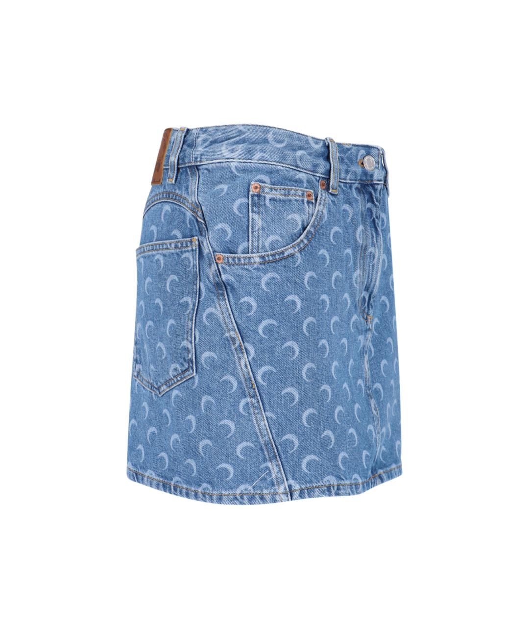 MARINE SERRE Синяя хлопковая юбка мини, фото 3