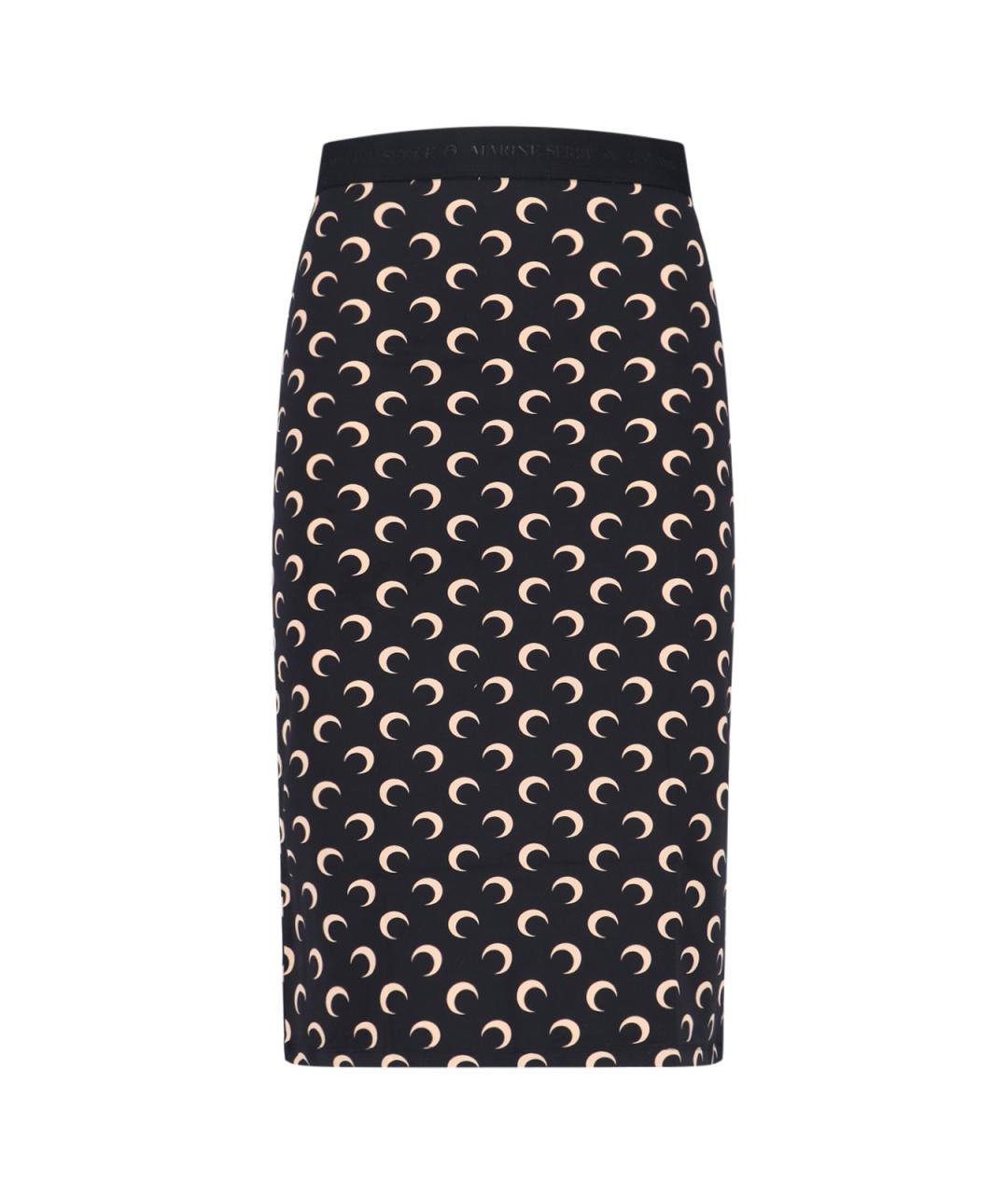 MARINE SERRE Черная полиамидовая юбка миди, фото 1