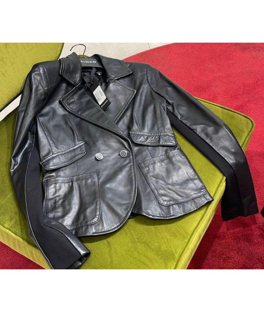 PINKO Черный кожаный жакет/пиджак, фото 6