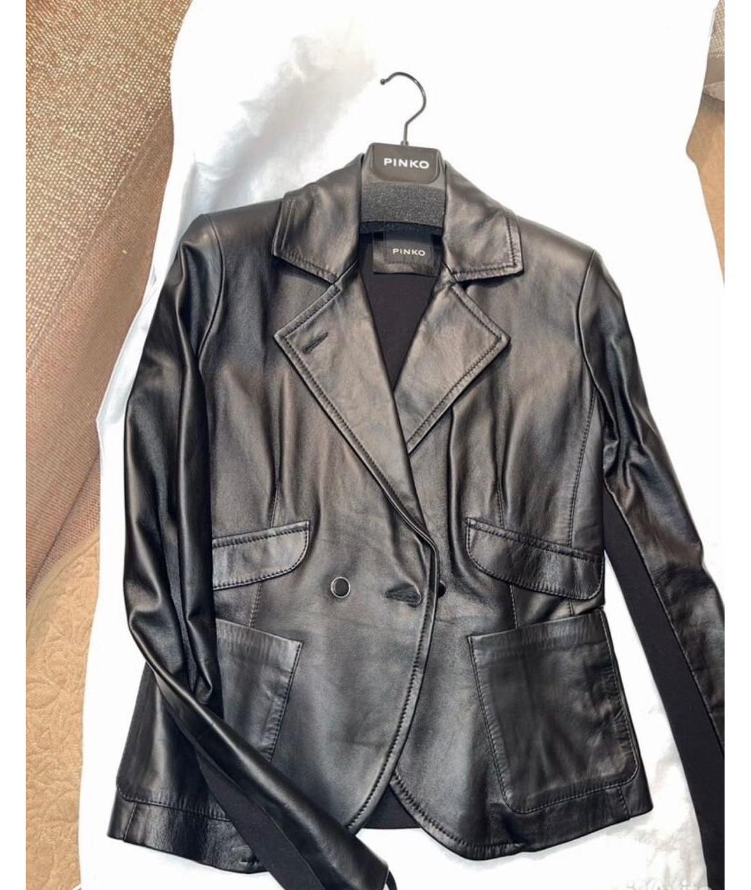 PINKO Черный кожаный жакет/пиджак, фото 5