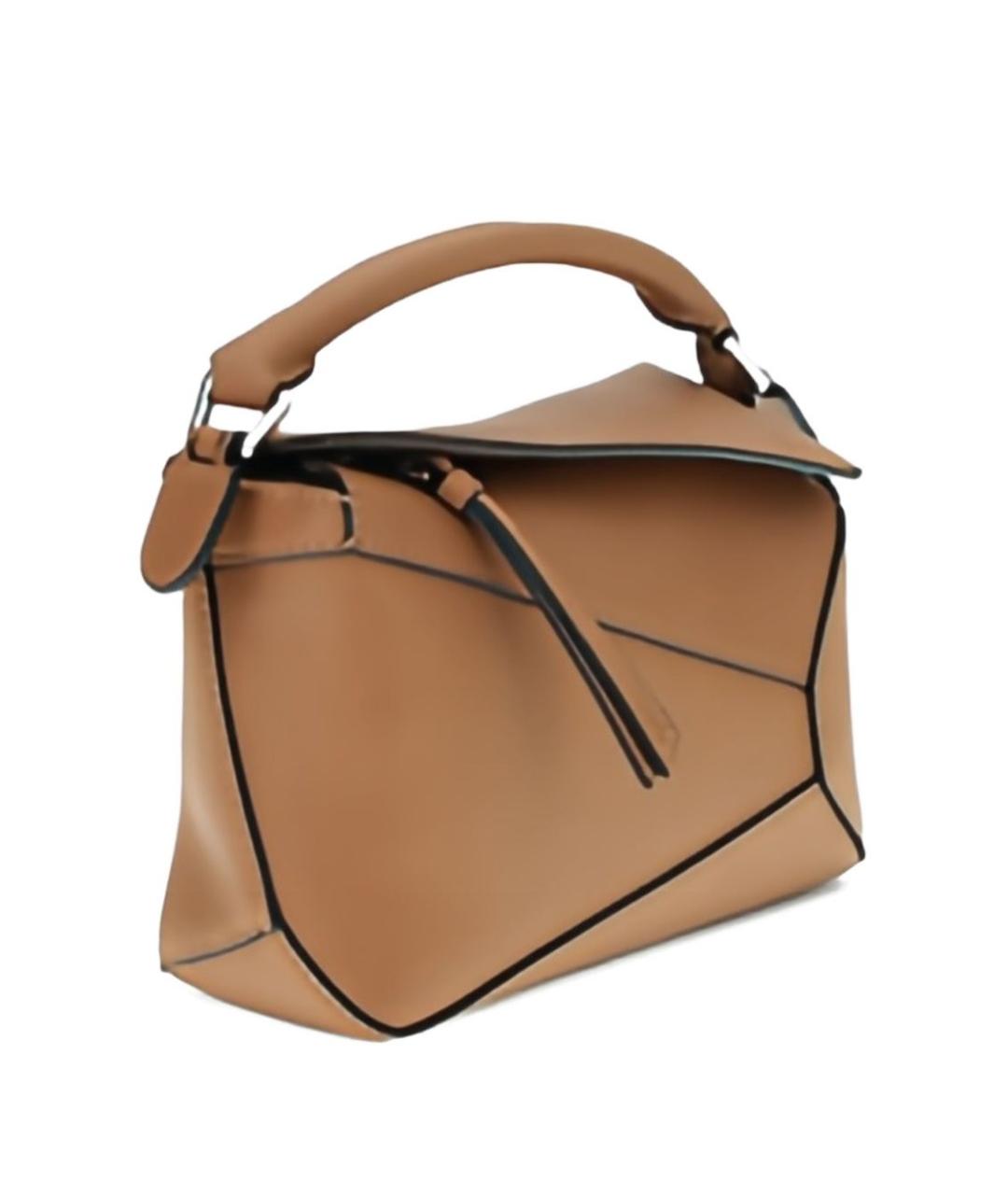 LOEWE Бежевая кожаная сумка с короткими ручками, фото 3