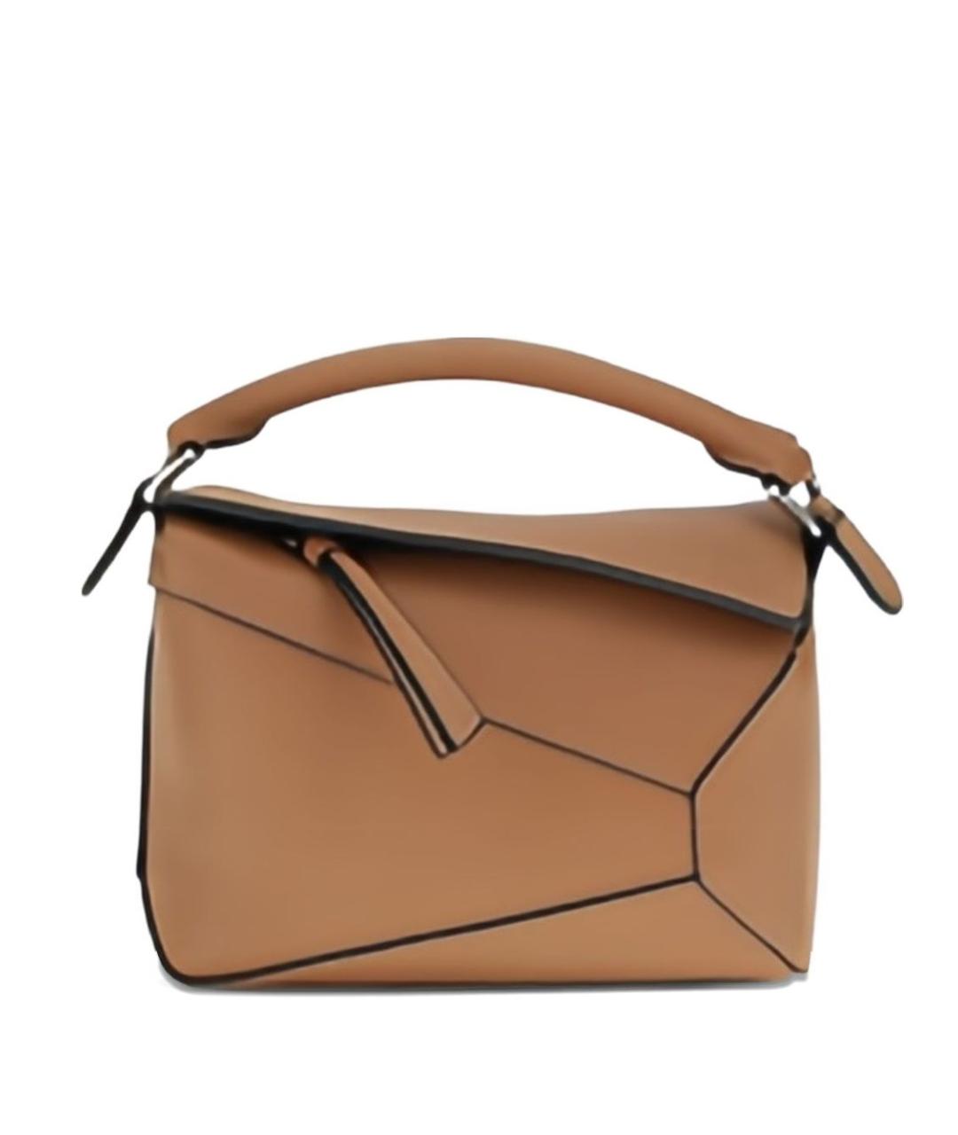 LOEWE Бежевая кожаная сумка с короткими ручками, фото 1