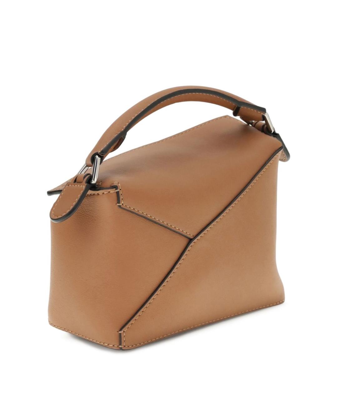 LOEWE Бежевая кожаная сумка с короткими ручками, фото 4
