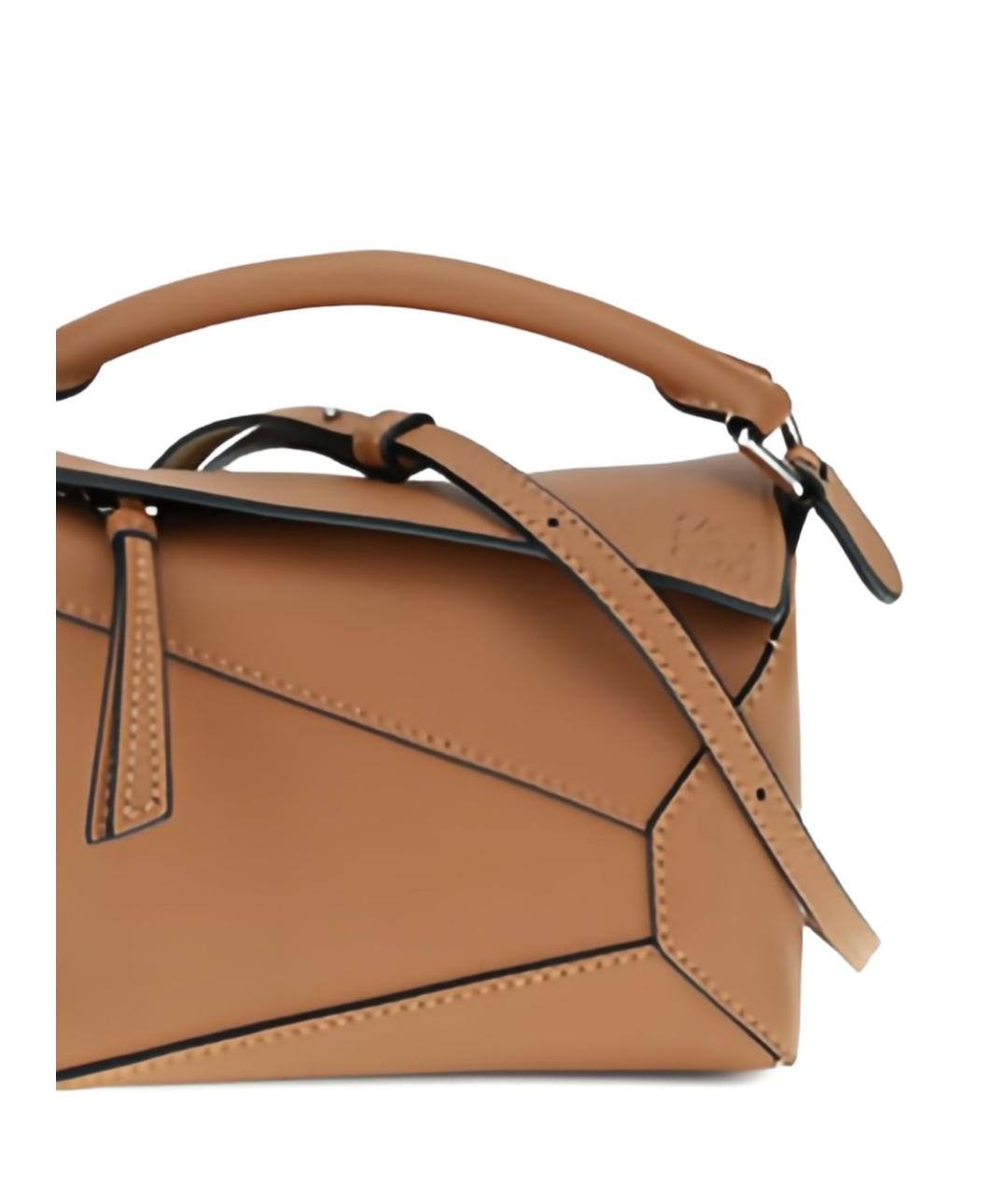 LOEWE Бежевая кожаная сумка с короткими ручками, фото 2