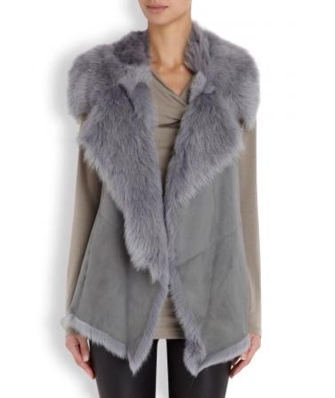DKNY Серая меховая дубленка, фото 8