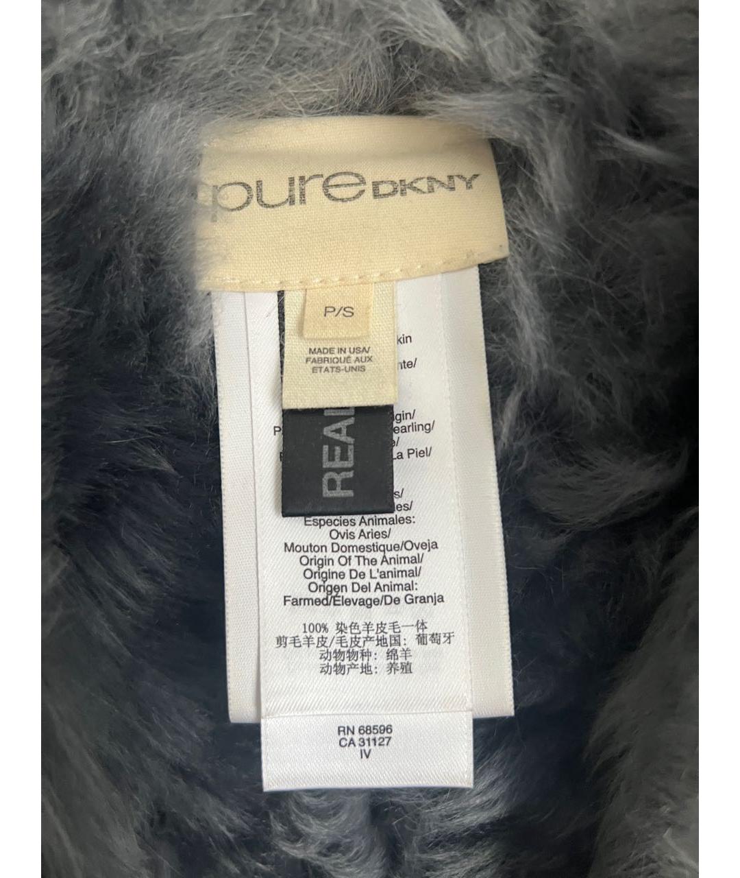 DKNY Серая меховая дубленка, фото 5