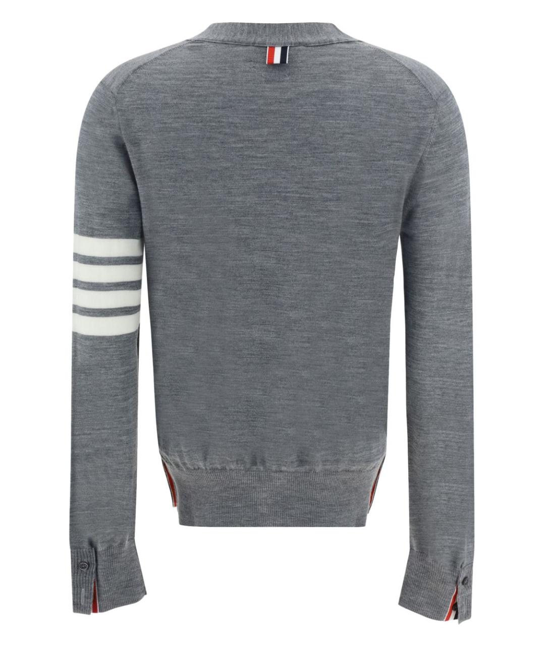 THOM BROWNE Серый шерстяной кардиган, фото 5