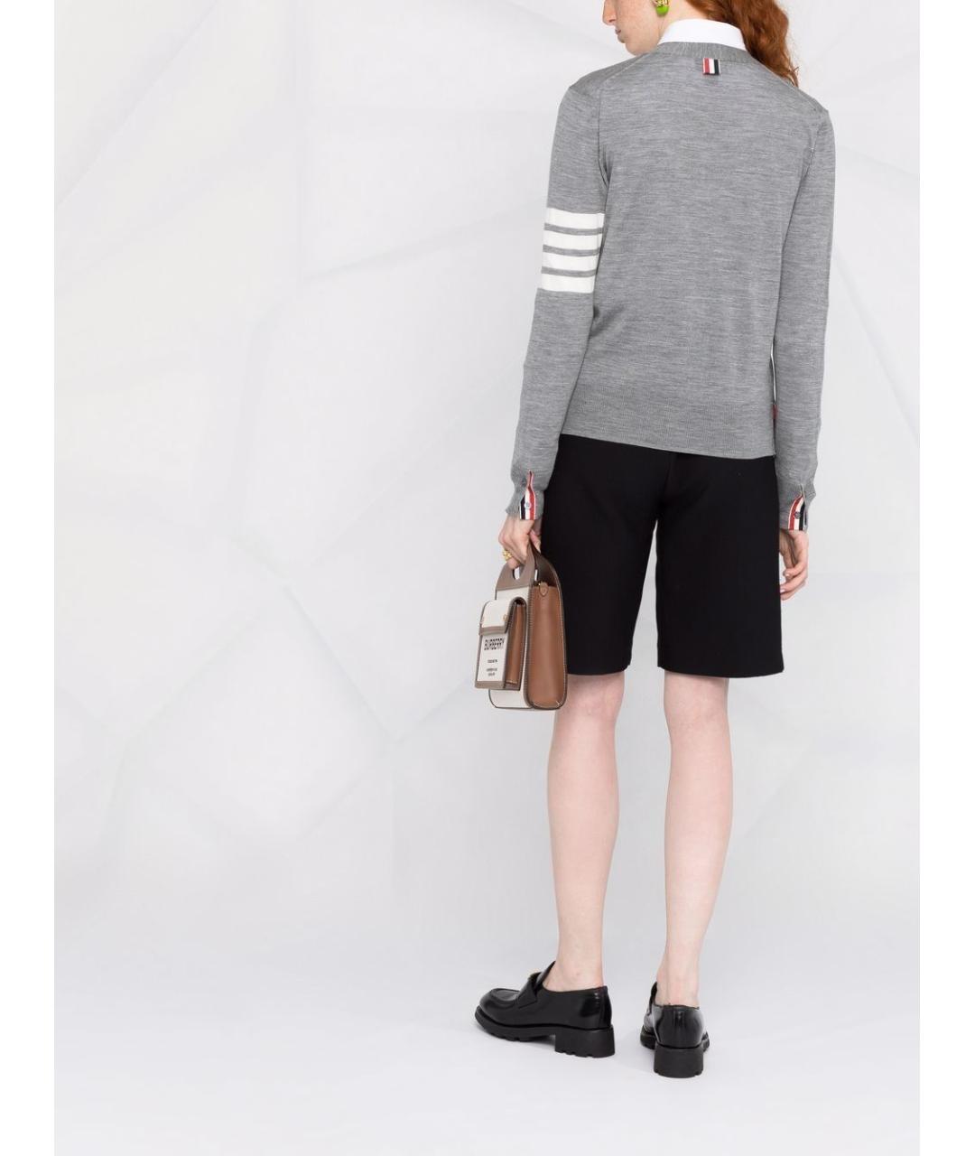 THOM BROWNE Серый шерстяной кардиган, фото 3