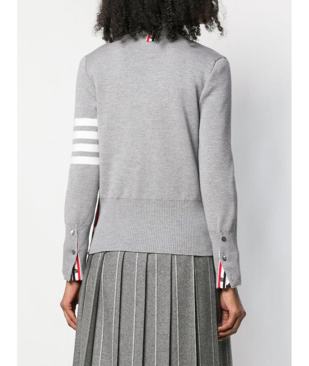 THOM BROWNE Серый шерстяной кардиган, фото 4