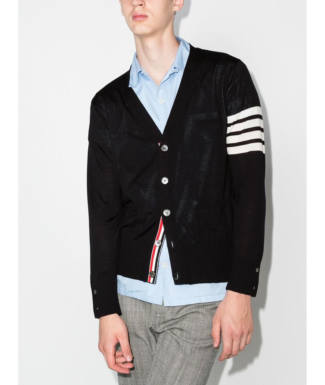 THOM BROWNE Синий шерстяной кардиган, фото 2