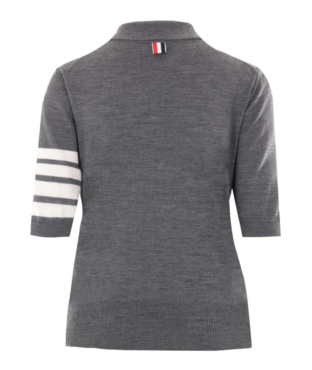 THOM BROWNE Серая шерстяная футболка, фото 4