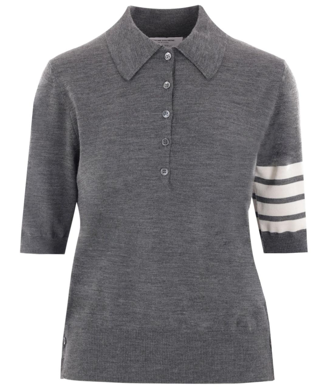 THOM BROWNE Серая шерстяная футболка, фото 1