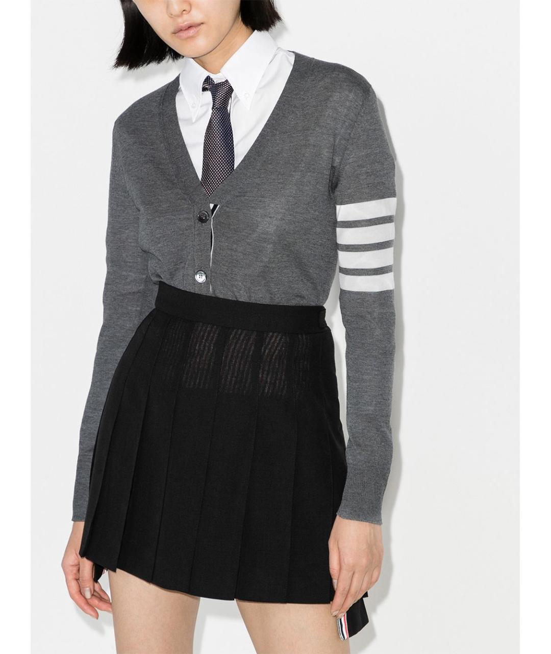 THOM BROWNE Серый шерстяной кардиган, фото 2