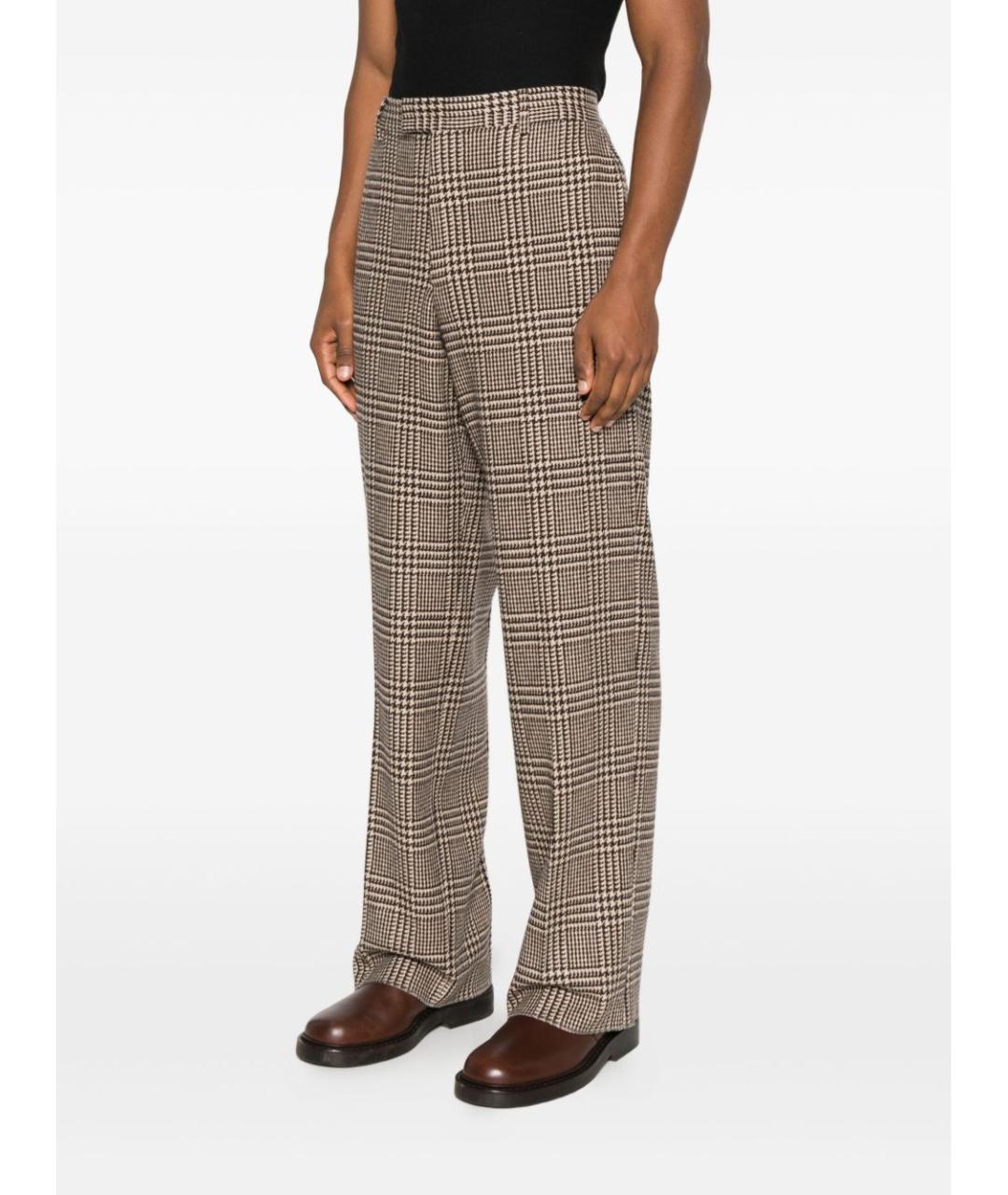 EMPORIO ARMANI Коричневые шерстяные повседневные брюки, фото 3