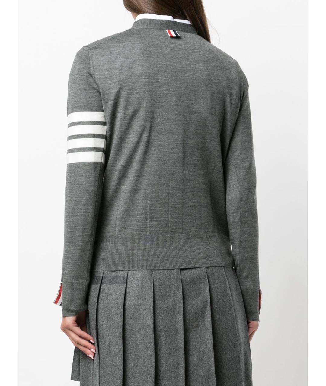 THOM BROWNE Серый шерстяной кардиган, фото 4