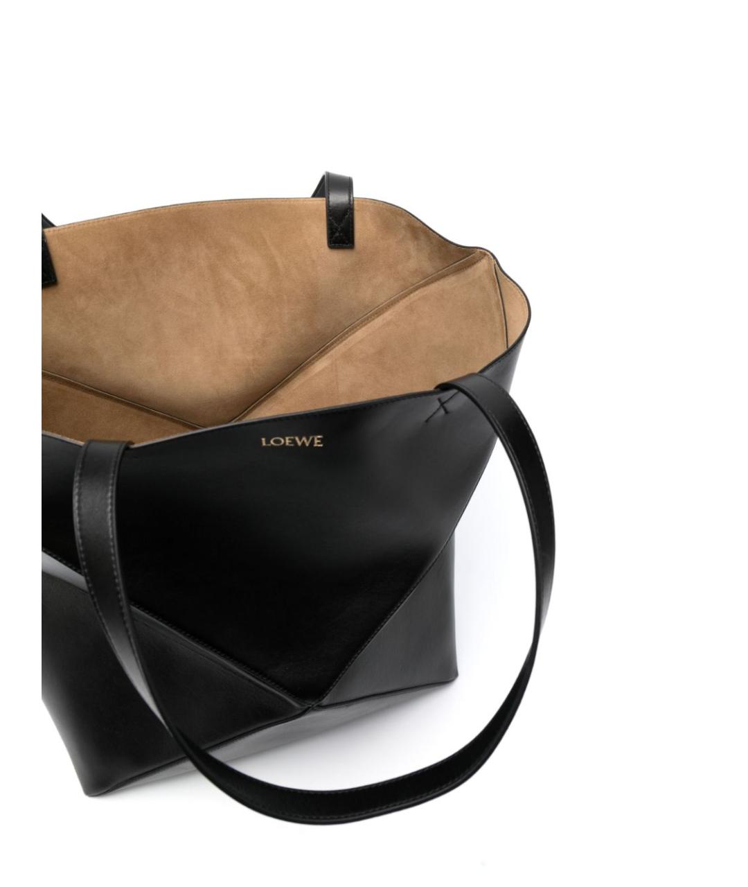 LOEWE Черная кожаная сумка тоут, фото 2
