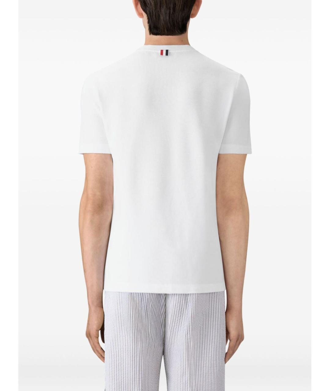 THOM BROWNE Белая хлопковая футболка, фото 5