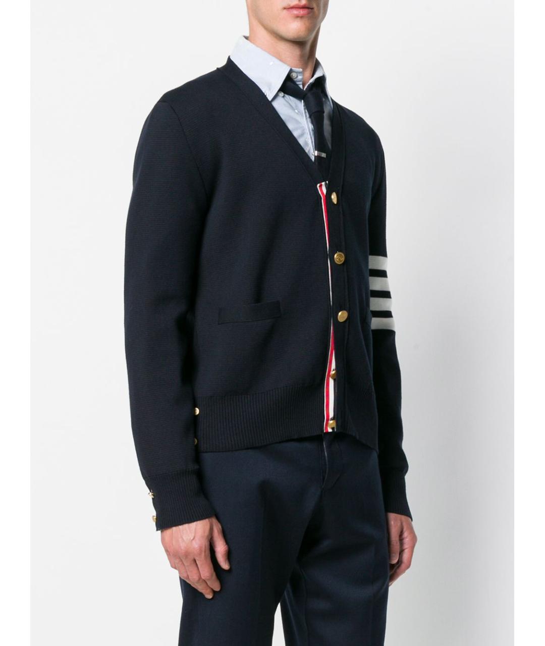 THOM BROWNE Синий хлопковый кардиган, фото 3