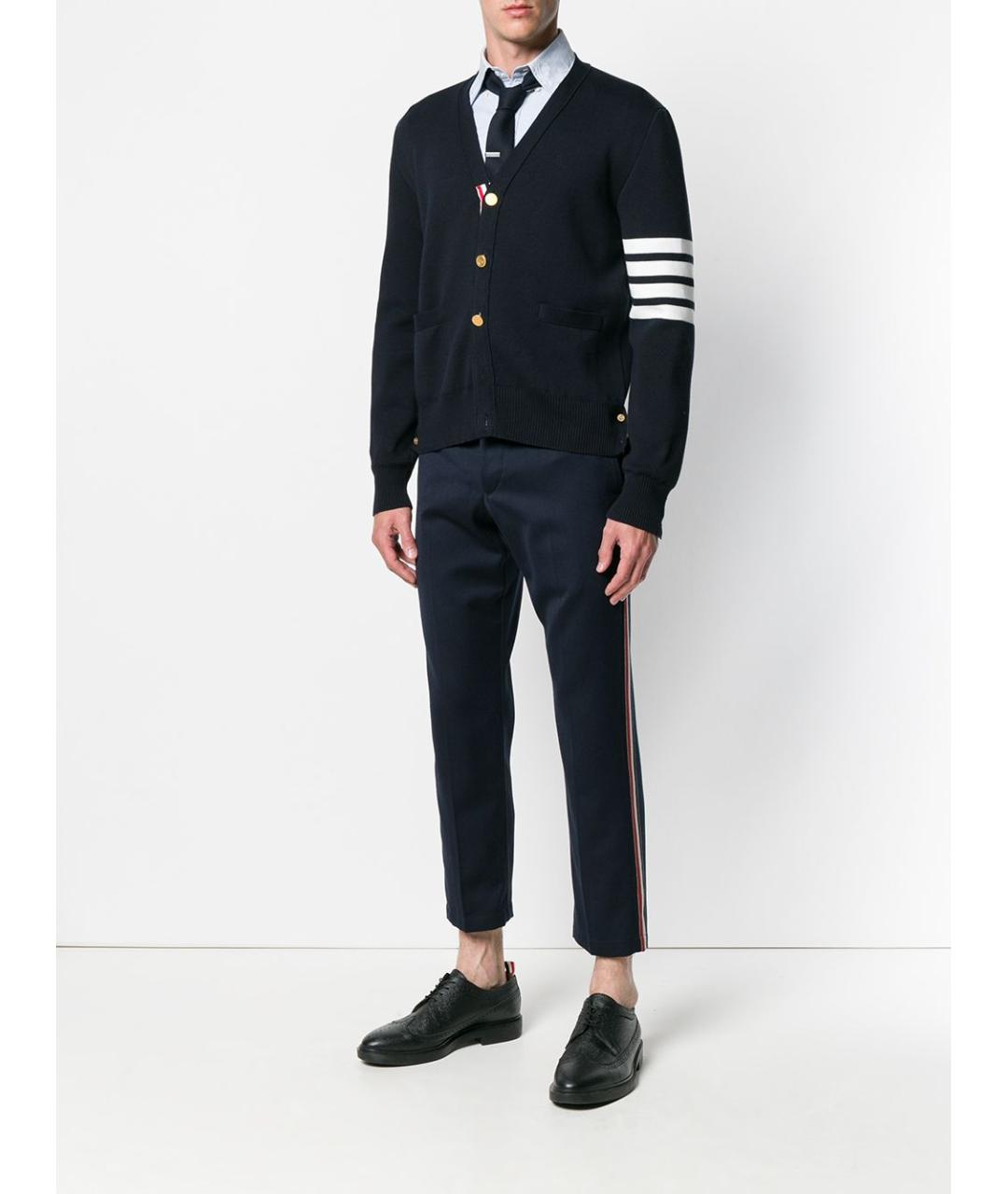 THOM BROWNE Синий хлопковый кардиган, фото 2