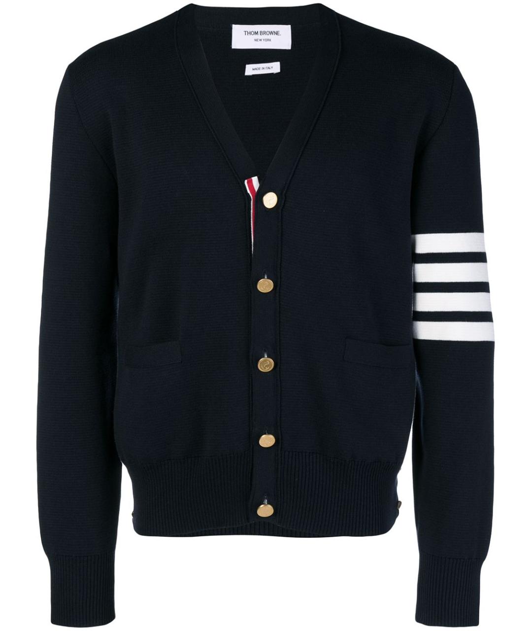 THOM BROWNE Синий хлопковый кардиган, фото 1
