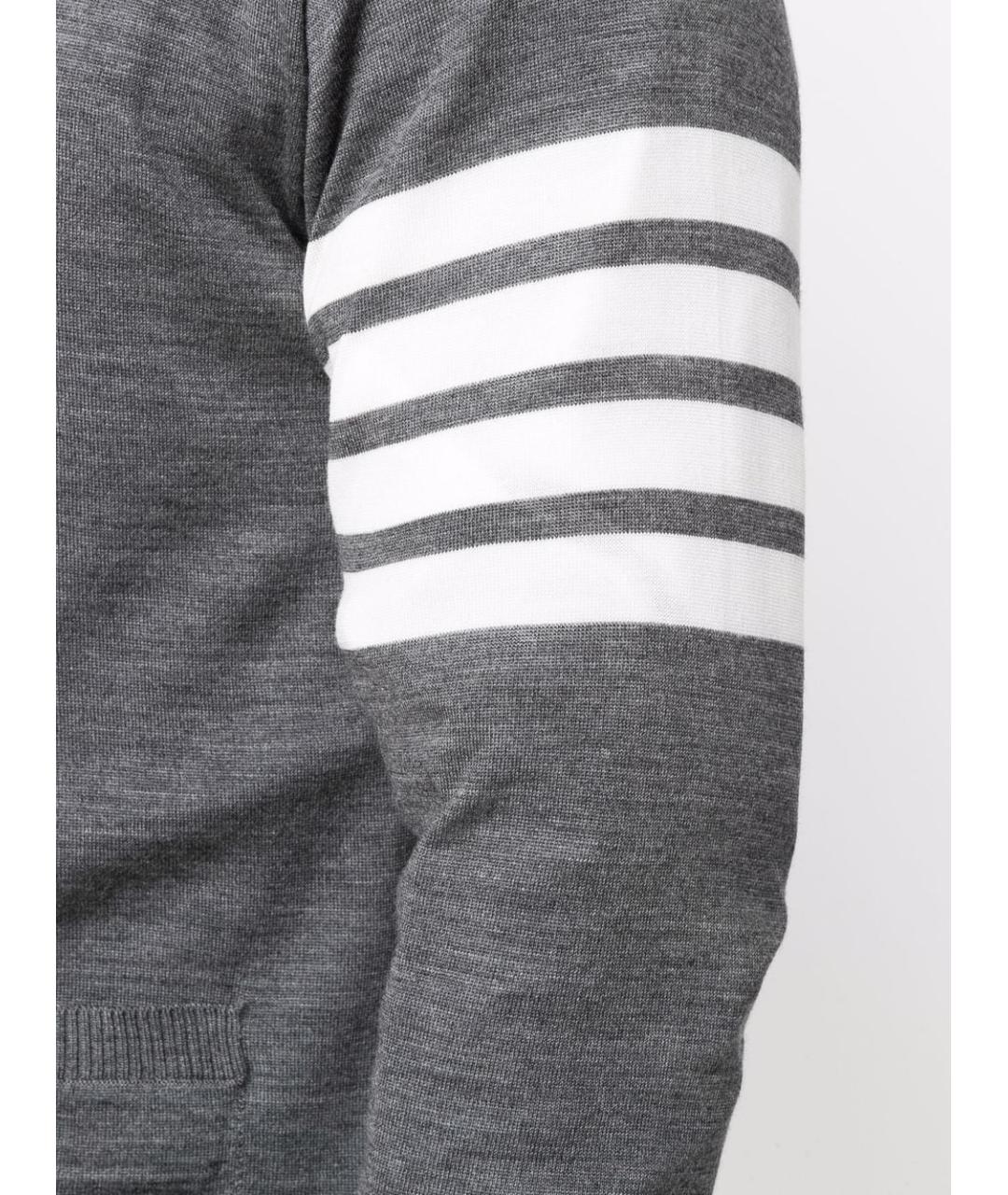 THOM BROWNE Серый шерстяной кардиган, фото 3