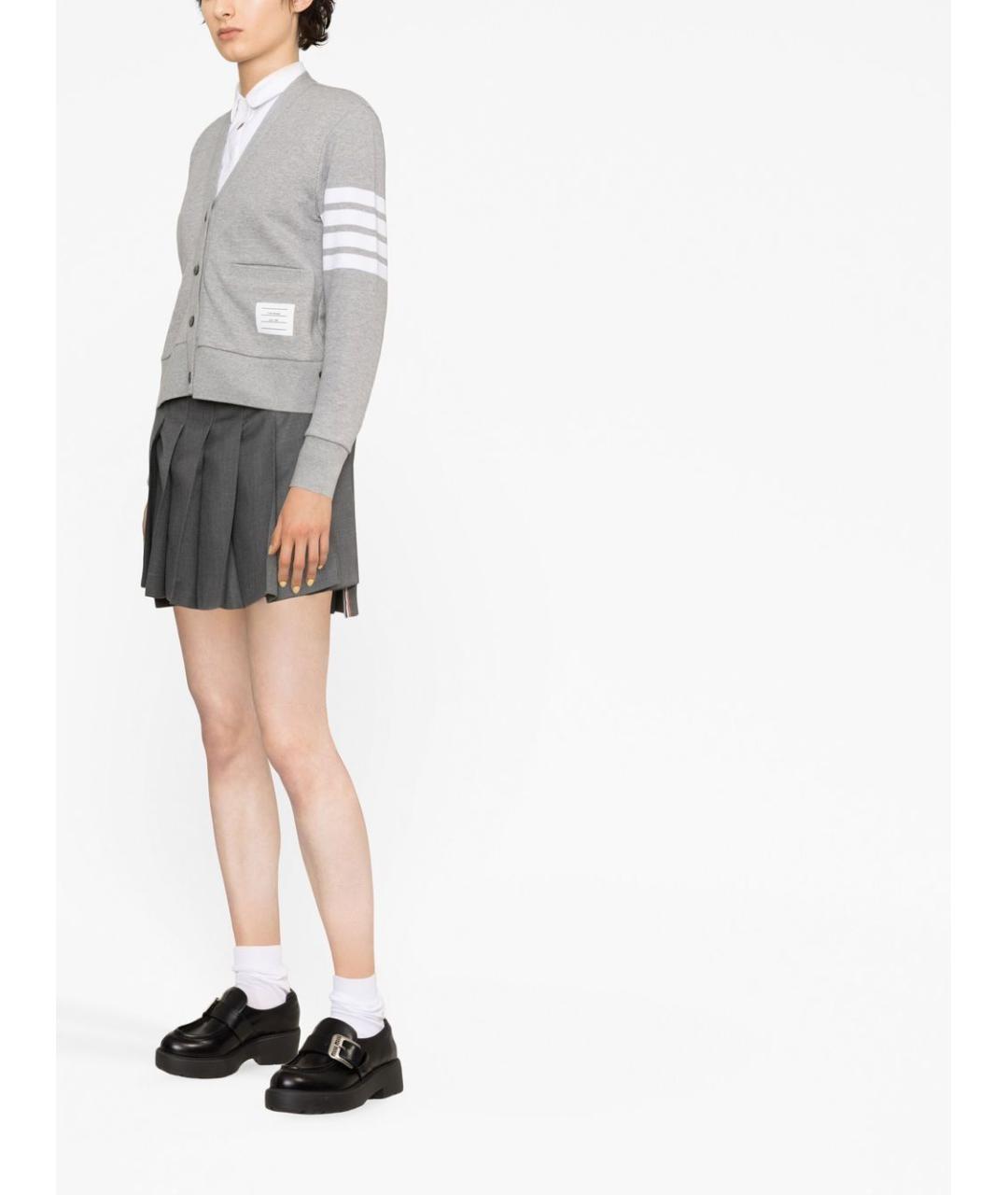 THOM BROWNE Серый хлопковый кардиган, фото 6