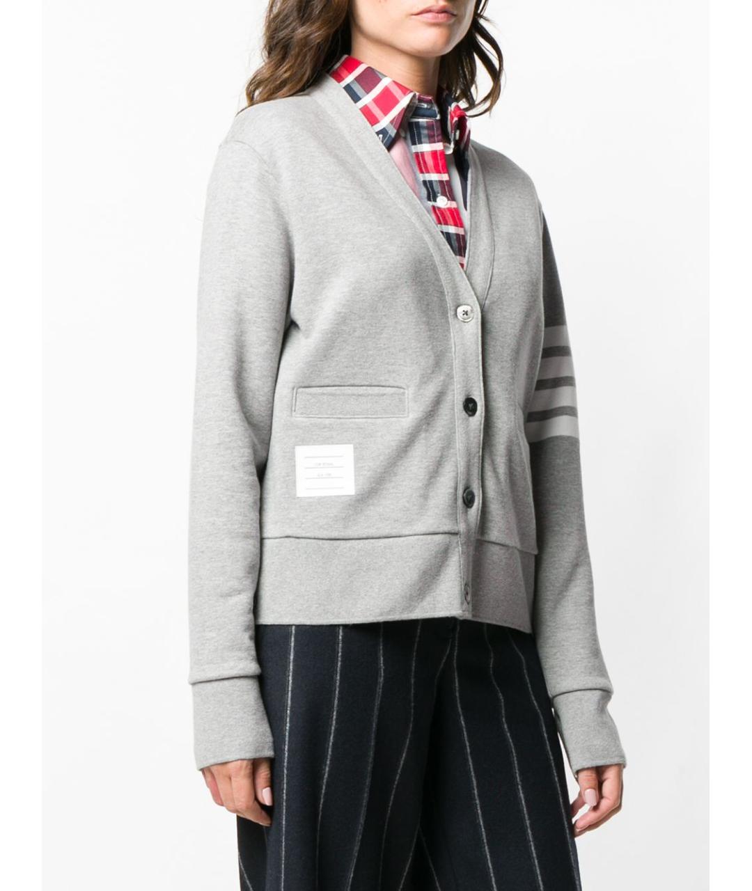 THOM BROWNE Серый хлопковый кардиган, фото 2