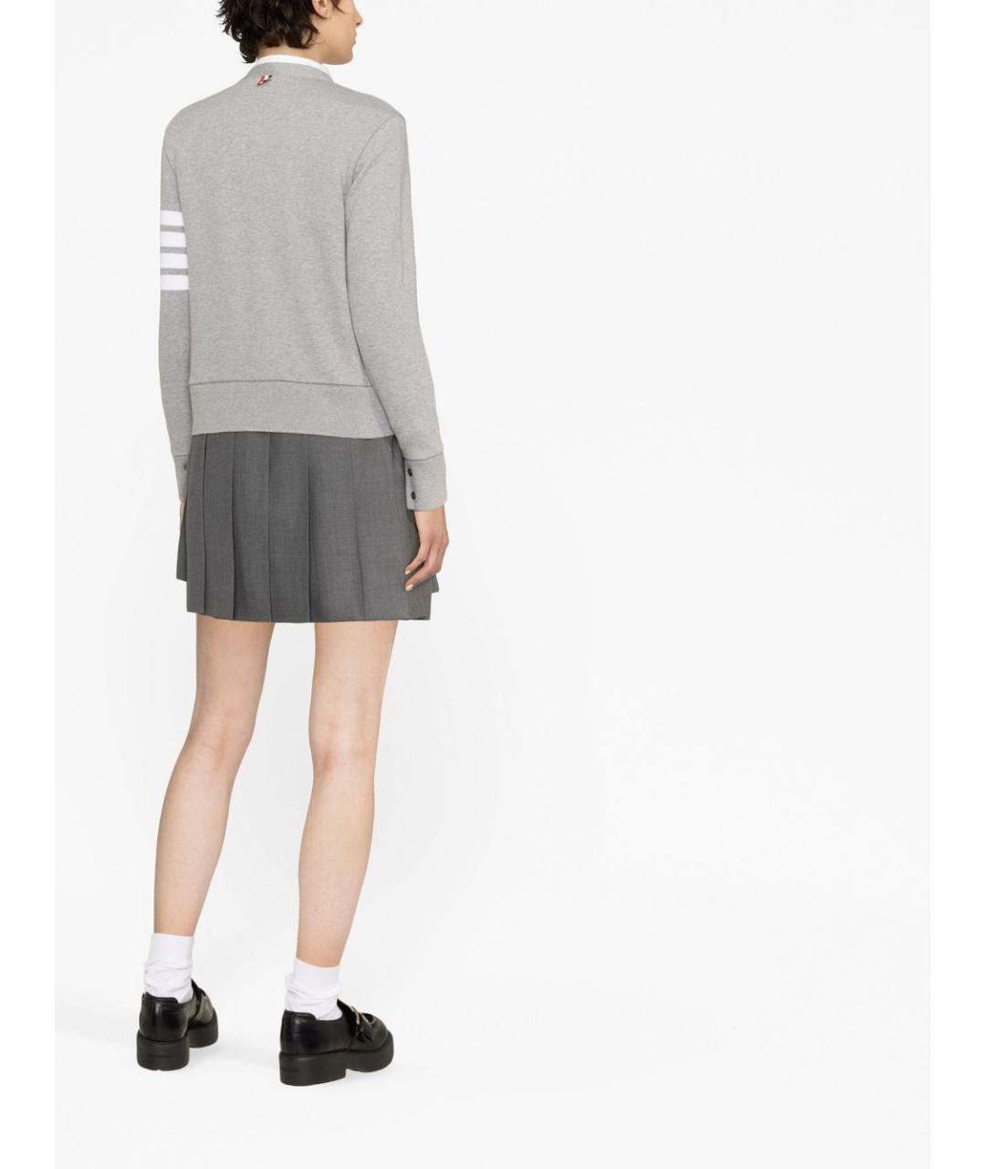 THOM BROWNE Серый хлопковый кардиган, фото 5