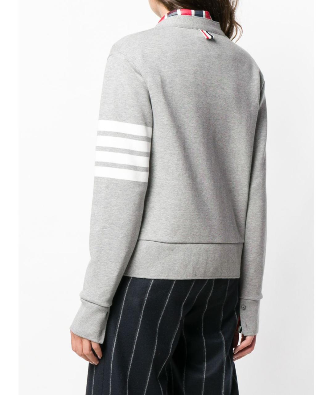 THOM BROWNE Серый хлопковый кардиган, фото 3