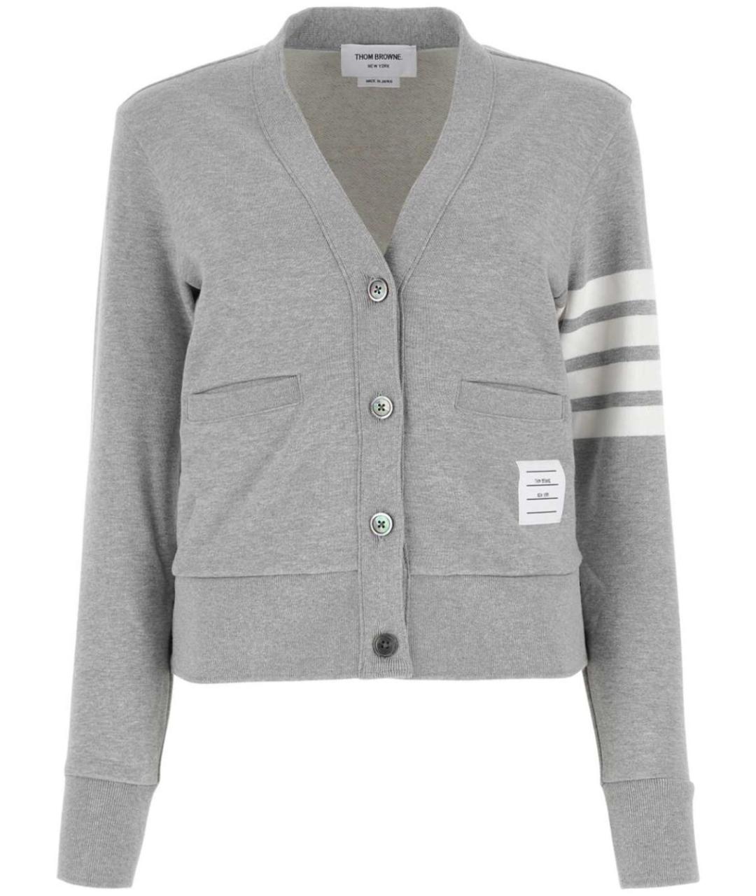 THOM BROWNE Серый хлопковый кардиган, фото 1