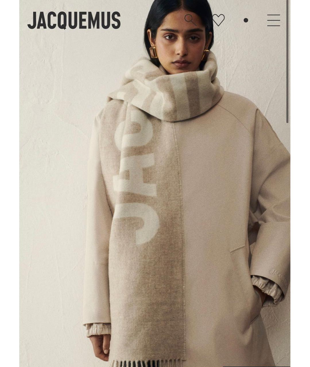 JACQUEMUS Бежевый шерстяной шарф, фото 6