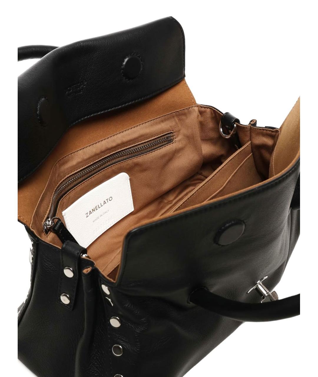 ZANELLATO Черная кожаная сумка тоут, фото 4