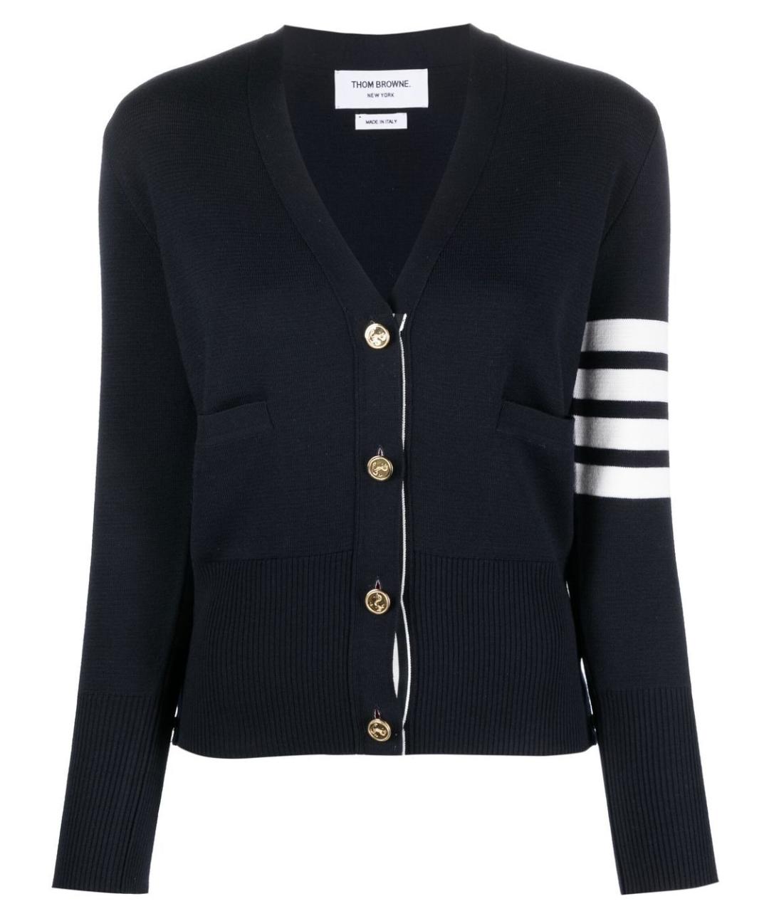 THOM BROWNE Синий шерстяной кардиган, фото 1
