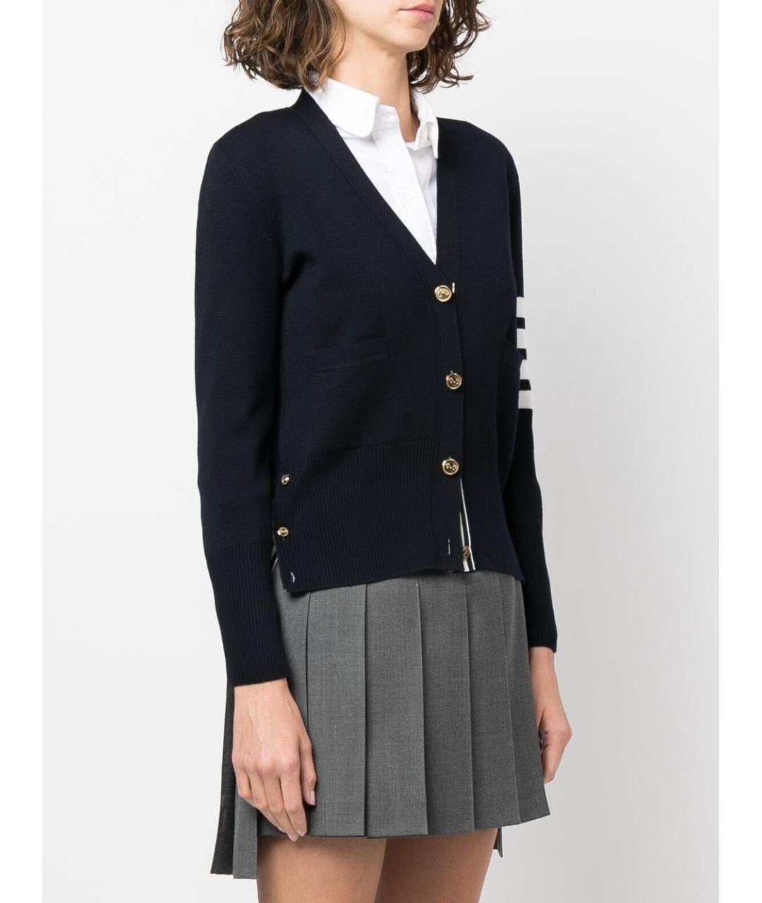 THOM BROWNE Синий шерстяной кардиган, фото 2