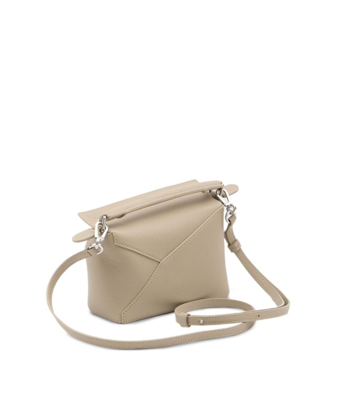 LOEWE Бежевая кожаная сумка с короткими ручками, фото 3