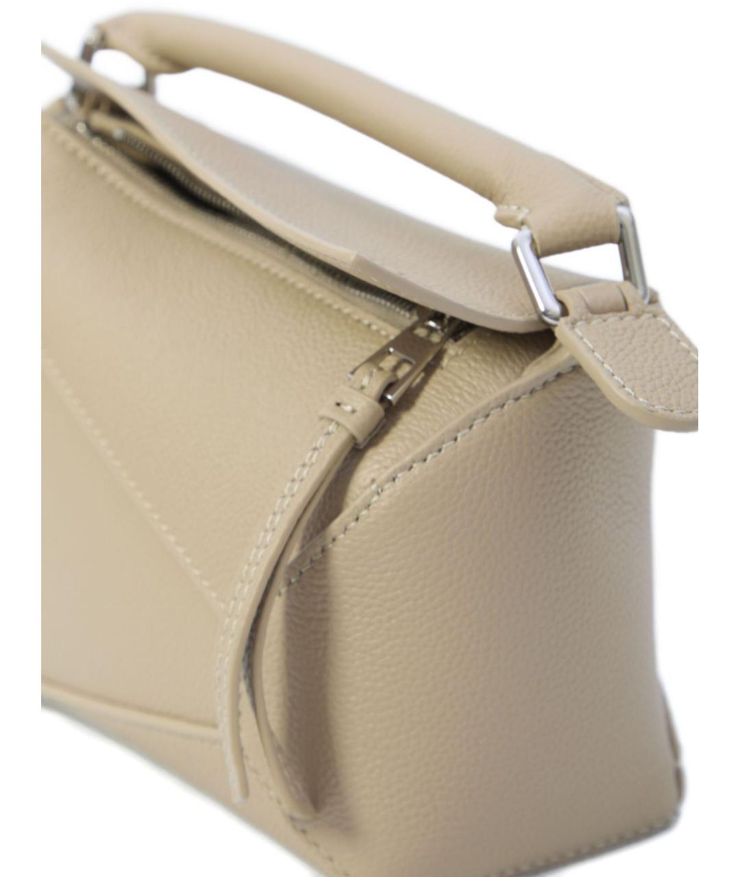 LOEWE Бежевая кожаная сумка с короткими ручками, фото 2