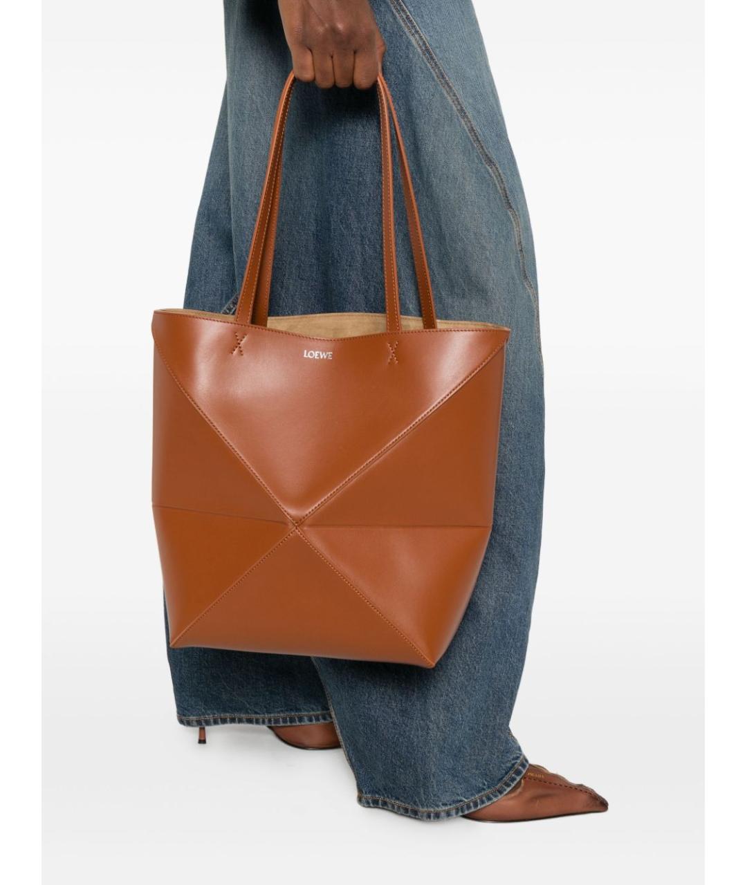 LOEWE Коричневая кожаная сумка тоут, фото 3