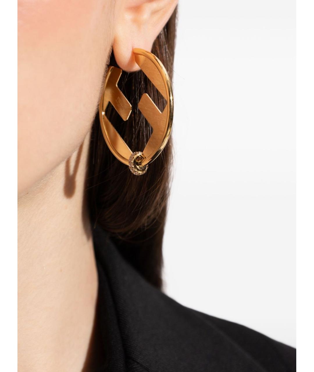 FENDI Золотые латунные серьги, фото 3