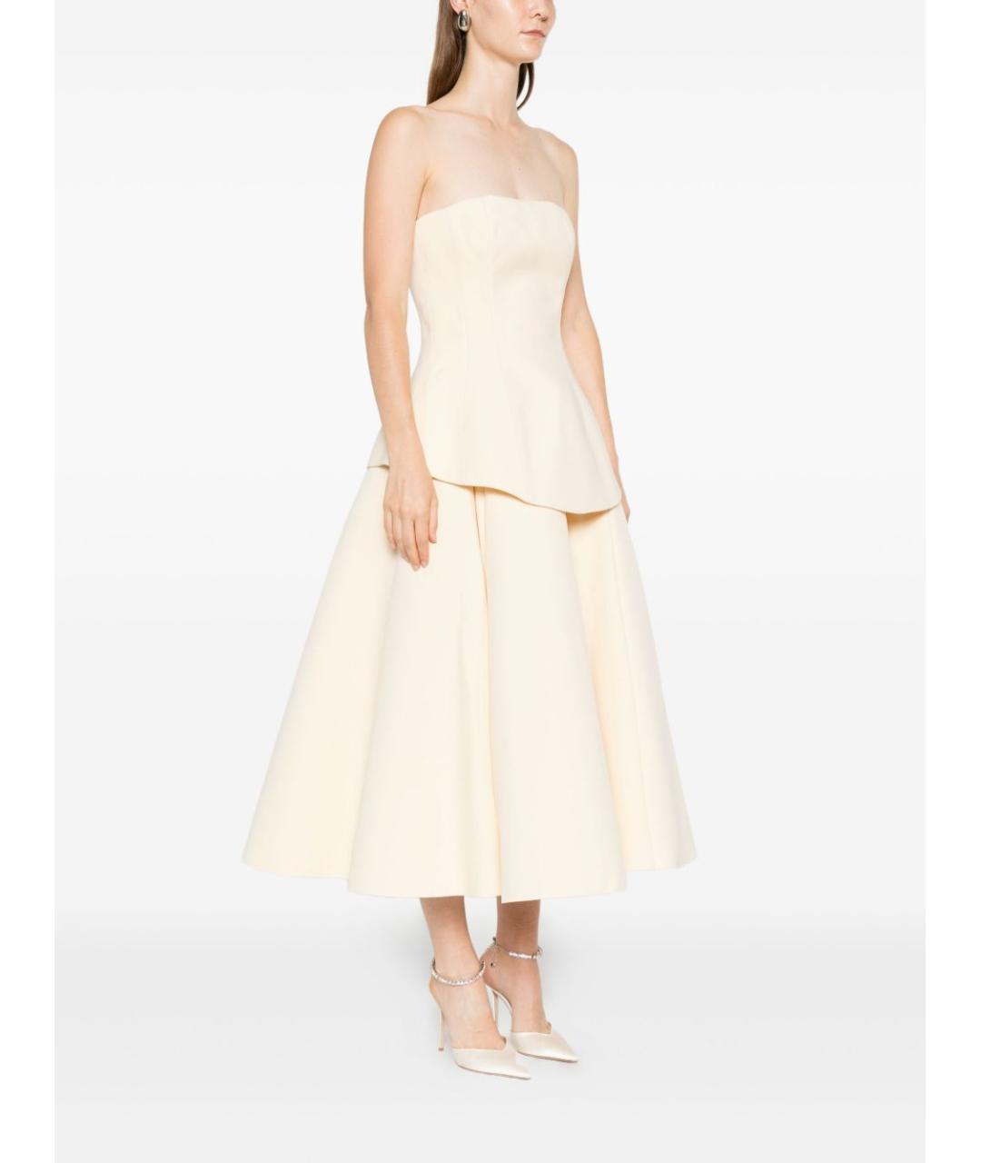 SOLACE LONDON Белое хлопковое вечернее платье, фото 4