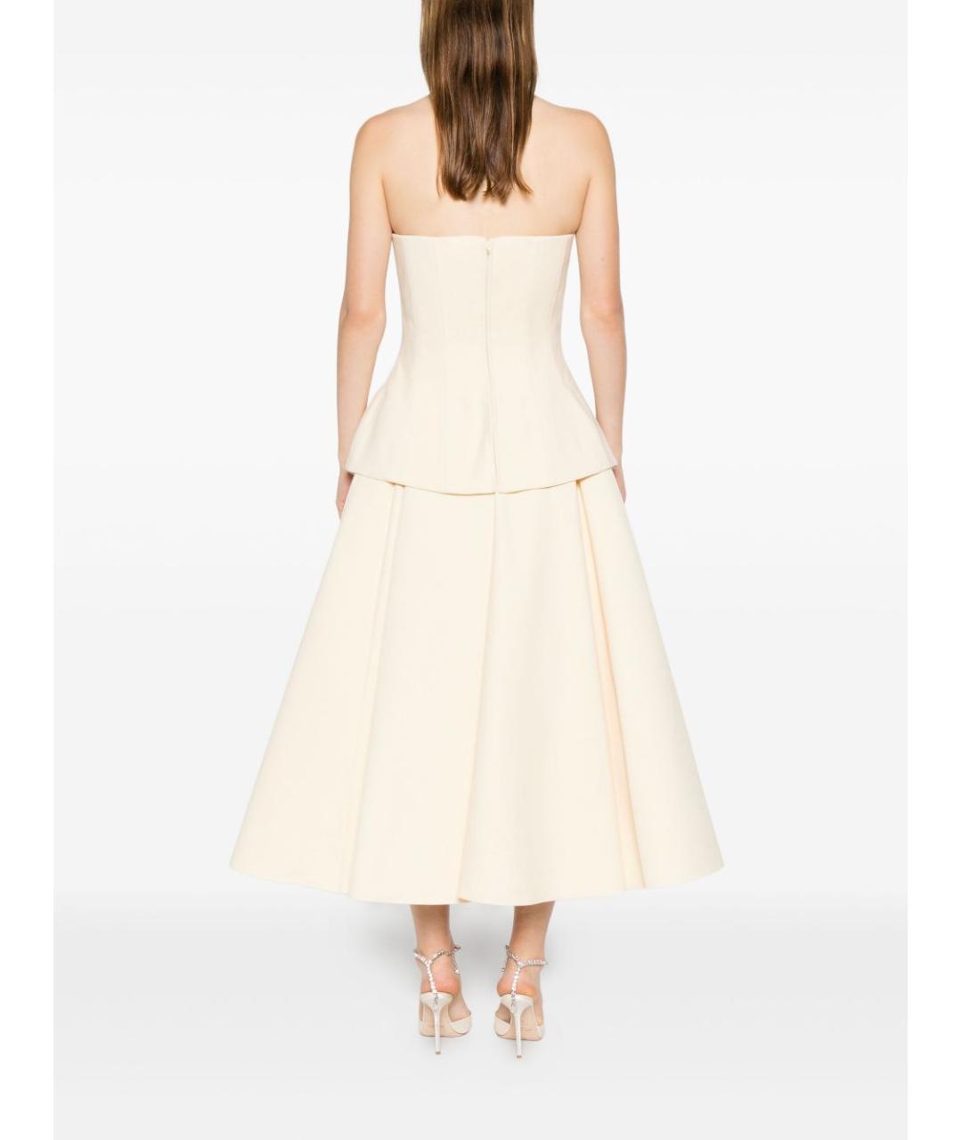 SOLACE LONDON Белое хлопковое вечернее платье, фото 5