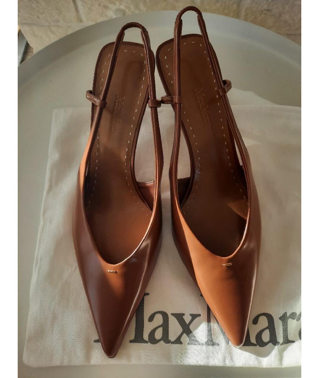 'S MAX MARA Коричневые кожаные босоножки, фото 2
