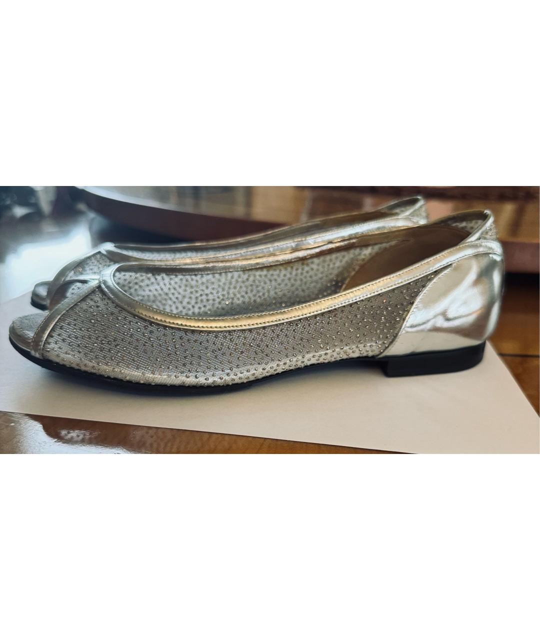 CHANEL Серебряные кожаные балетки, фото 5