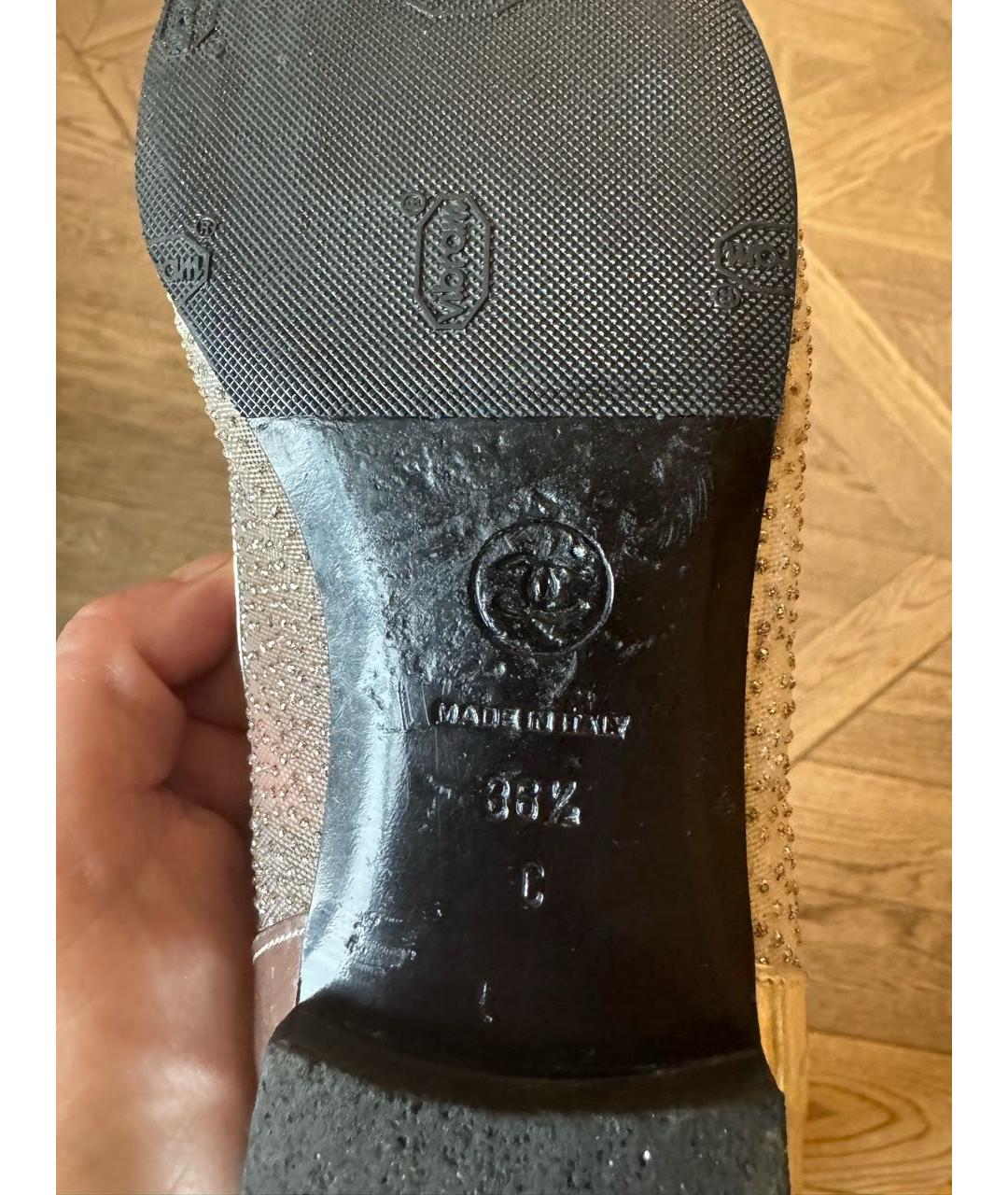 CHANEL Серебряные кожаные балетки, фото 4