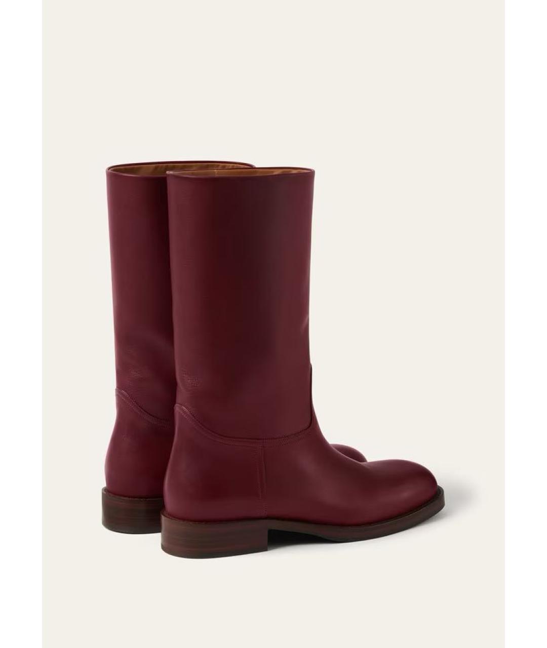 LORO PIANA Бордовые кожаные ботинки, фото 4
