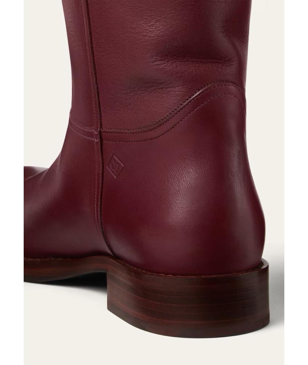 LORO PIANA Бордовые кожаные ботинки, фото 5
