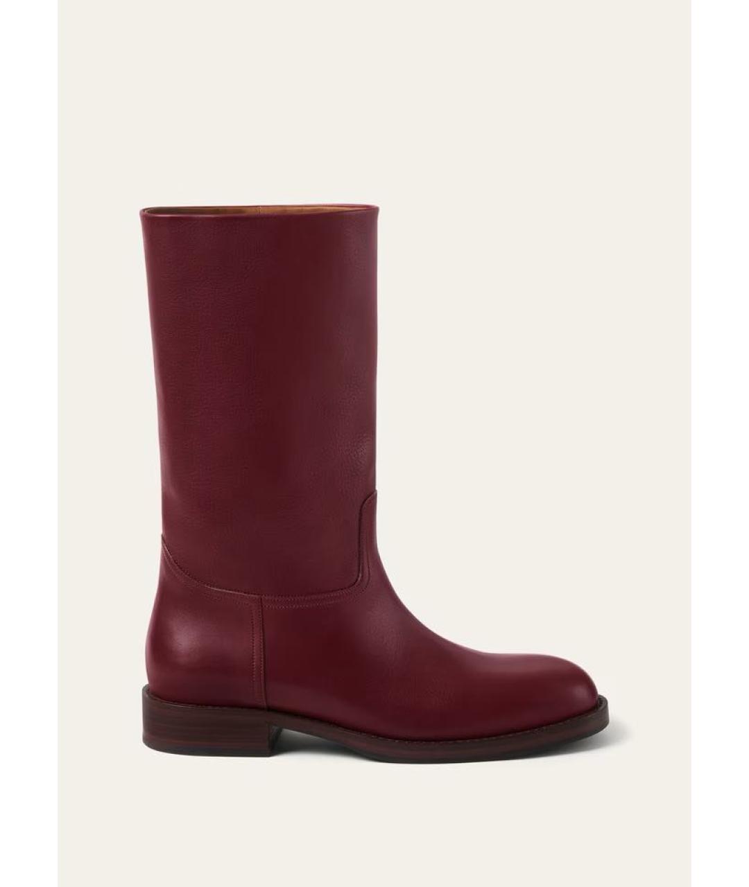 LORO PIANA Бордовые кожаные ботинки, фото 6