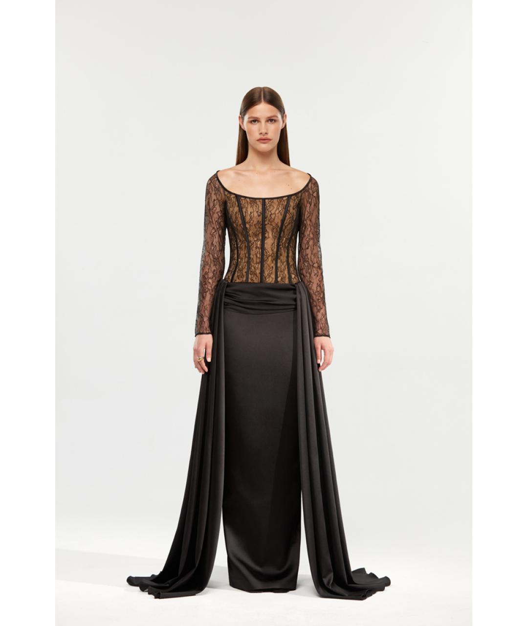 RASARIO Черное атласное платье, фото 3