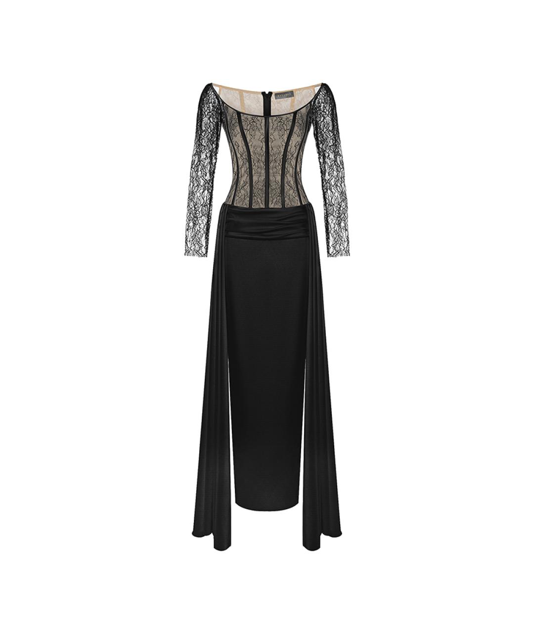 RASARIO Черное атласное платье, фото 1