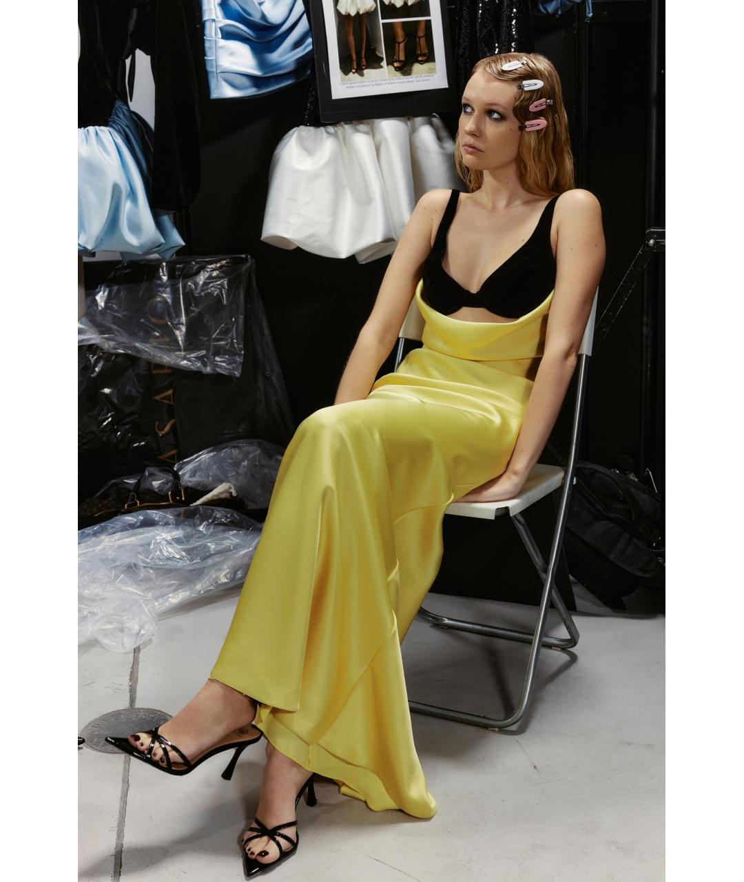 RASARIO Желтое бархатное вечернее платье, фото 3